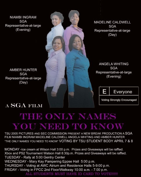 The Only Names You Need to Know — 2005 SGA campaign film poster featuring Niambi Ingram.